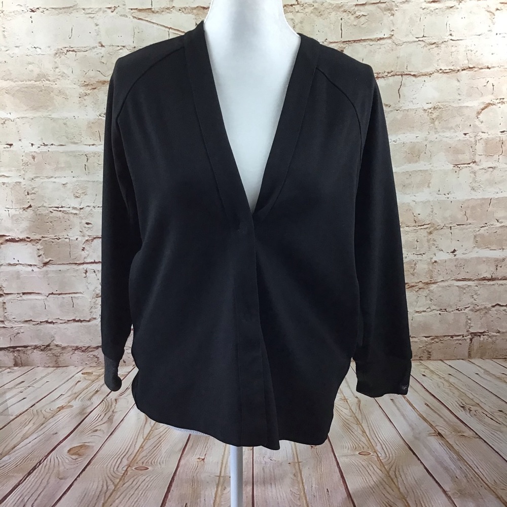 Isabel de Pedro Black Jacket Leather Cuff Sz 2